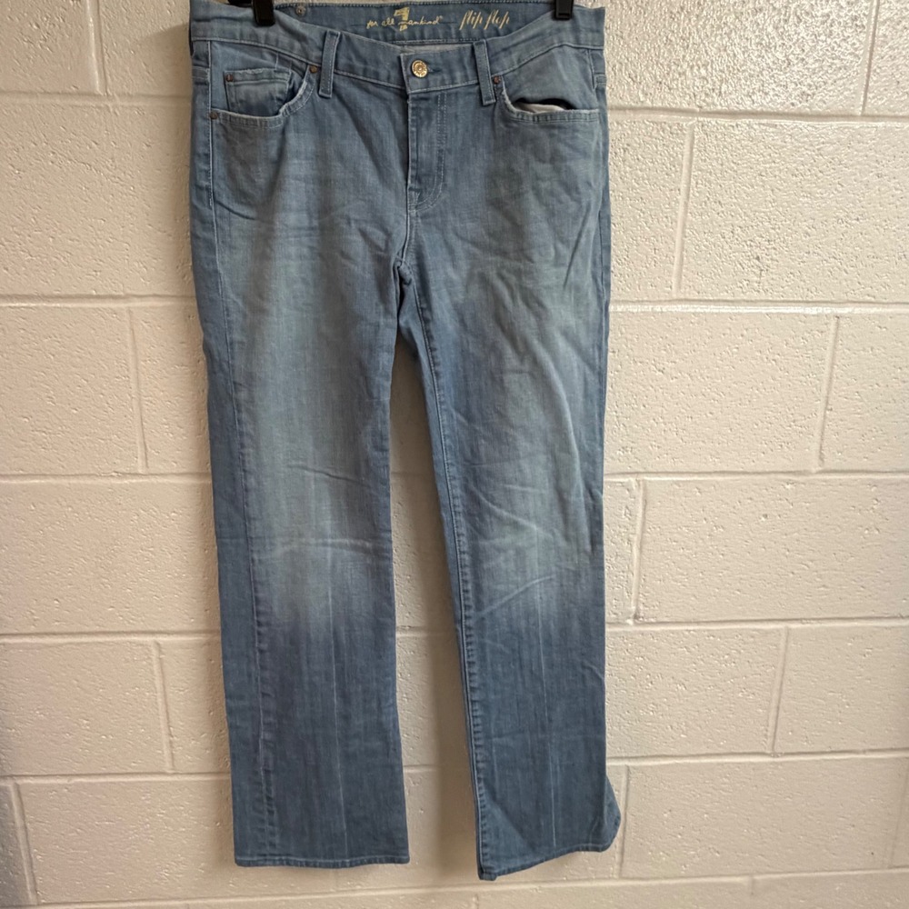 7 For All Mankind Mens Flip Flop Jeans 32 Light Wash Straight Bootcut Denim
